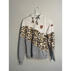 Wanakome Hooded‎ White/Camouflage Pullover Sweatshirt Hoodie size S